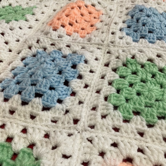 Hand made crocheted granny square baby afghan, buggy cover - Picture 2 of 3